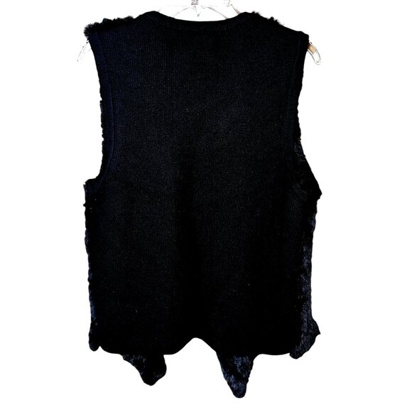 Nanette Lepore Faux Fur Knit Vest M Quiet Luxury Boho Chic Y2K Winter Layering - Picture 3 of 7
